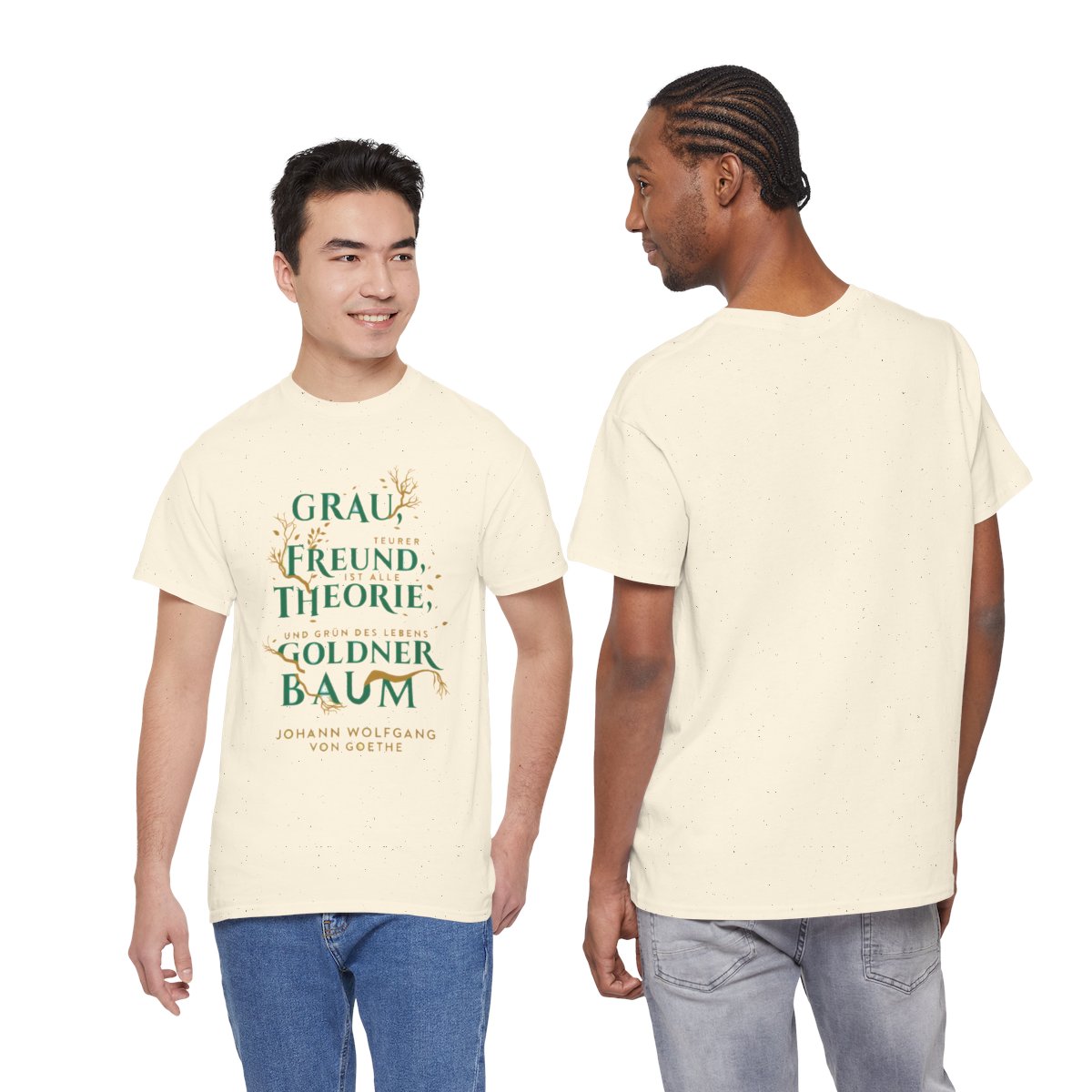 Unisex T-Shirt mit Zitat - Goethe - Goldner Baum – duo