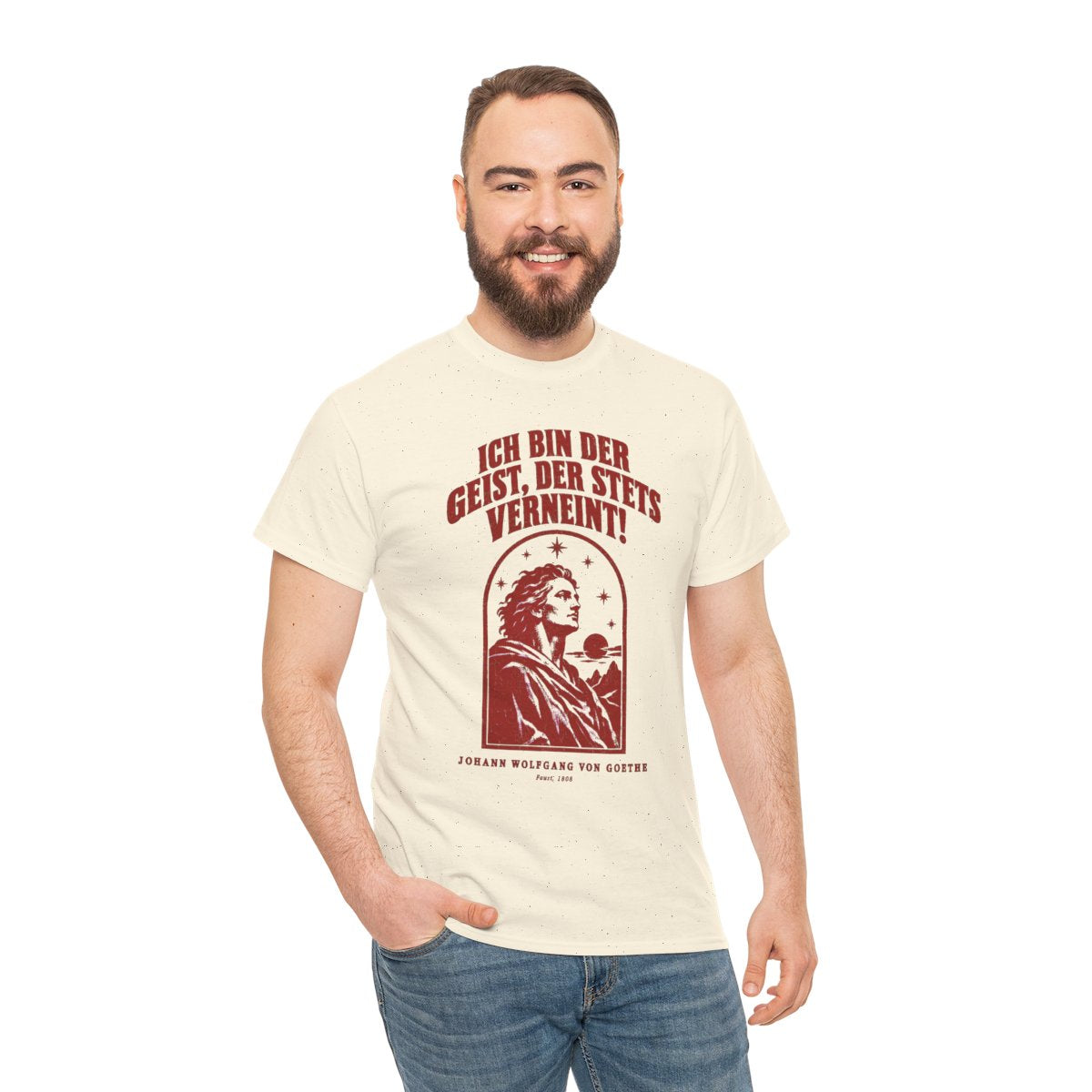 Unisex T-Shirt mit Zitat - Goethe - Ich bin der Geist, der stets verneint – person-3