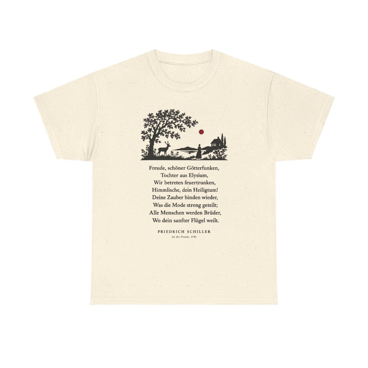 Unisex T-Shirt mit Zitat - Schiller - Freude, schöner Götterfunken Scherenschnitt – front