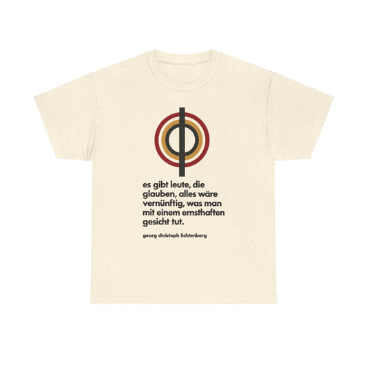 Unisex T-Shirt mit Zitat - Lichtenberg - Mit ernsthaftem Gesicht – front