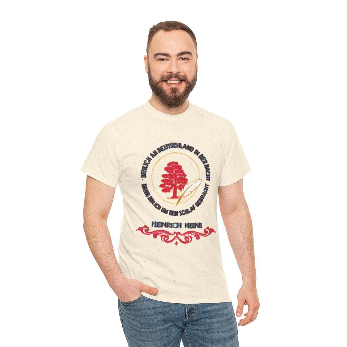 Unisex T-Shirt mit Zitat - Heine - Nachtgedanken Kreis – person-3
