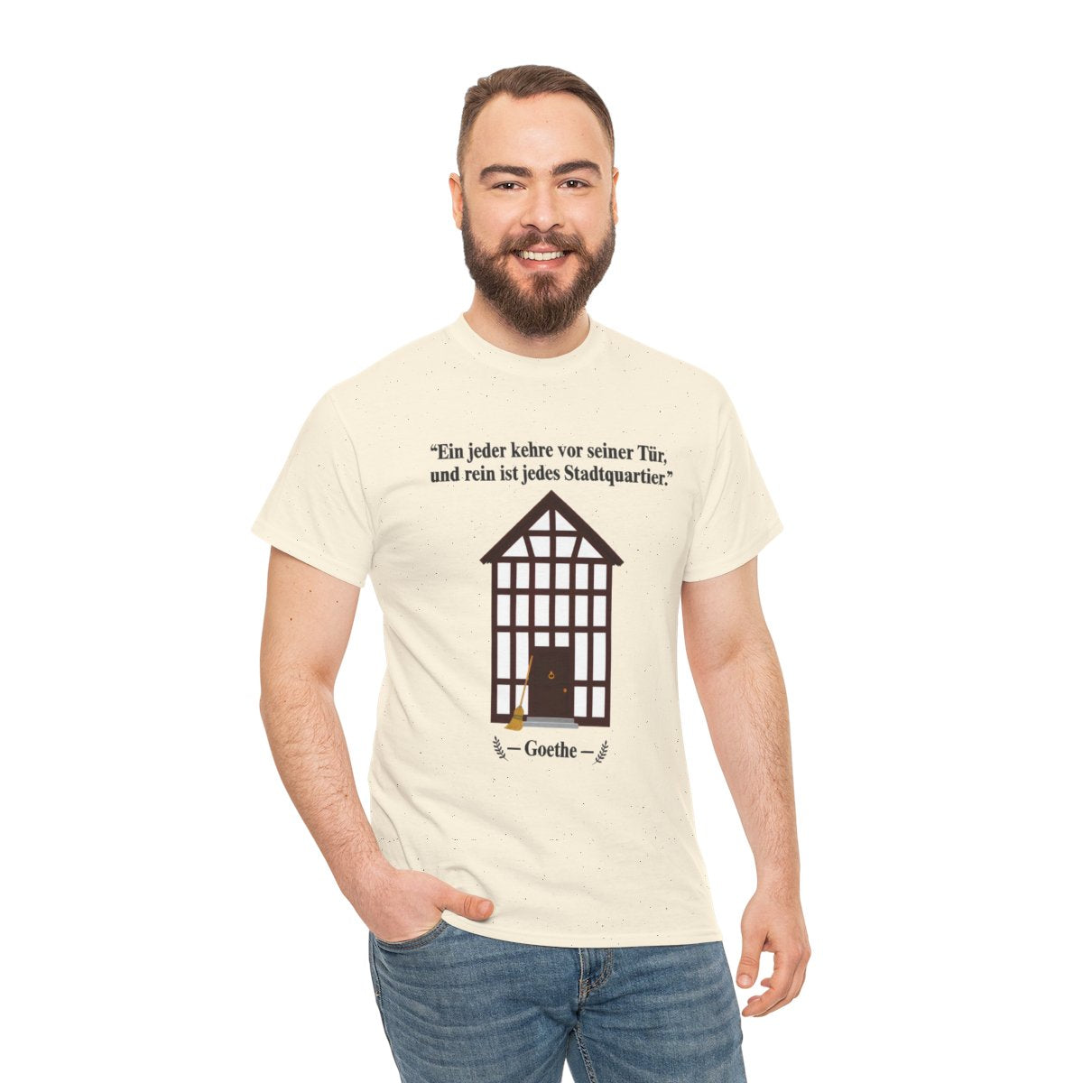 Unisex T-Shirt mit Zitat - Goethe - Vor seiner Tür kehren – person-3