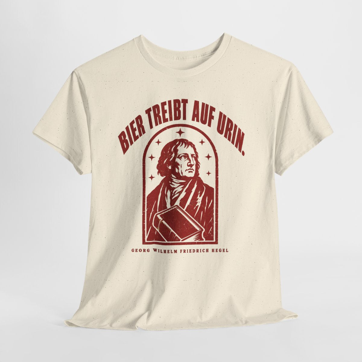 Unisex T-Shirt mit Zitat - Hegel - Bier treibt auf Urin Vintage – hanging-1