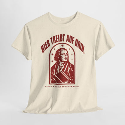 Unisex T-Shirt mit Zitat - Hegel - Bier treibt auf Urin Vintage – hanging-1