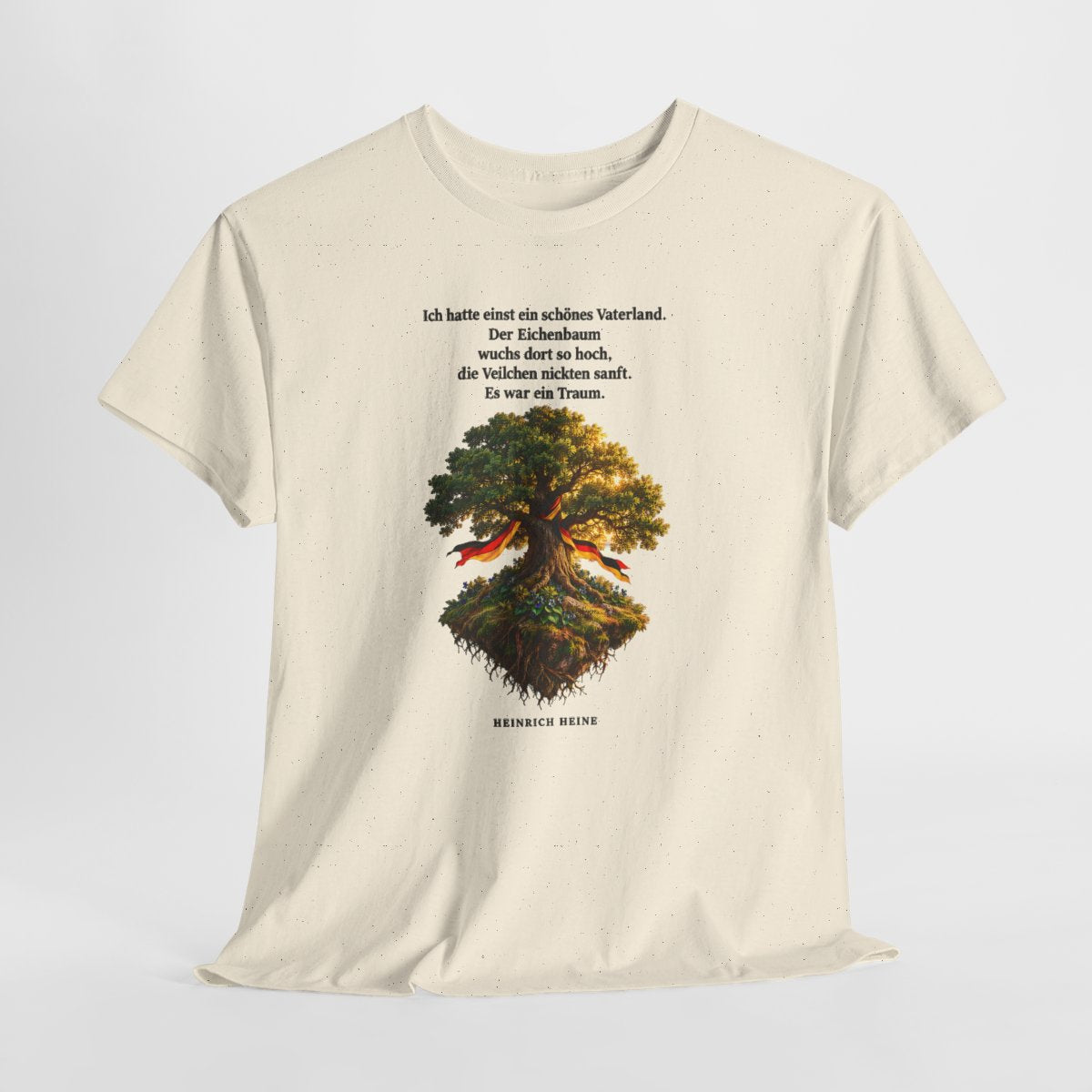Unisex T-Shirt mit Zitat - Heine - Schönes Vaterland Eiche – hanging-1