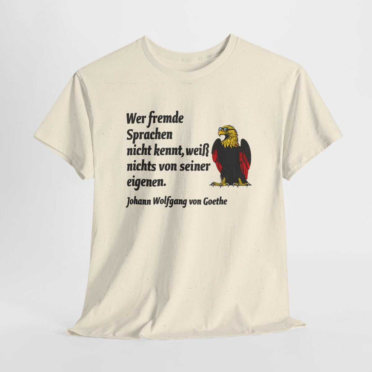 Unisex T-Shirt mit Zitat - Goethe - Fremde Sprachen – hanging-1