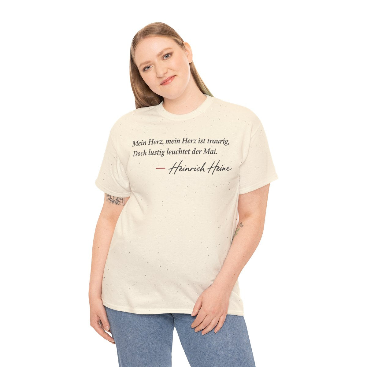 Unisex T-Shirt mit Zitat - Heine - Mein Herz, mein Herz ist traurig Signatur – person-2