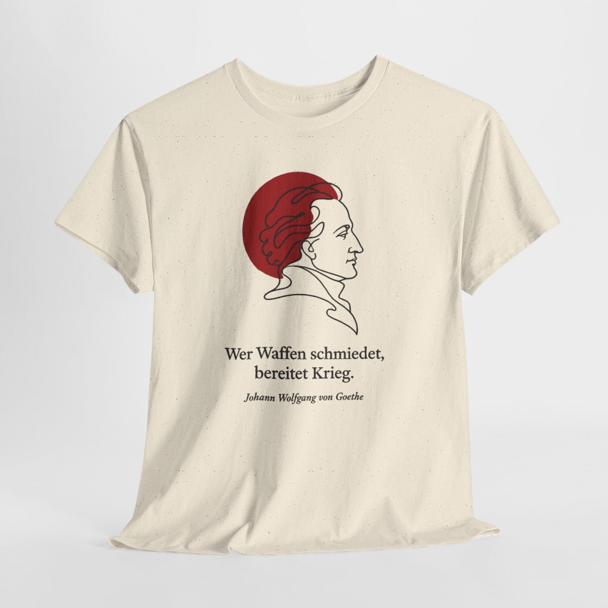 Unisex T-Shirt mit Zitat - Goethe - Wer Waffen schmiedet – hanging-1