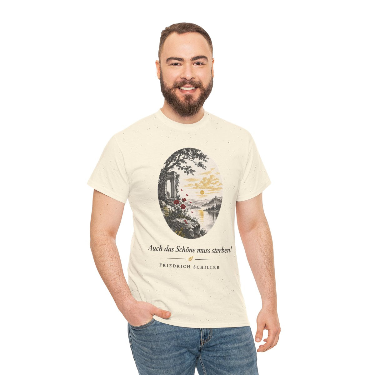 Unisex T-Shirt mit Zitat - Schiller - Auch das Schöne muss sterben – person-3