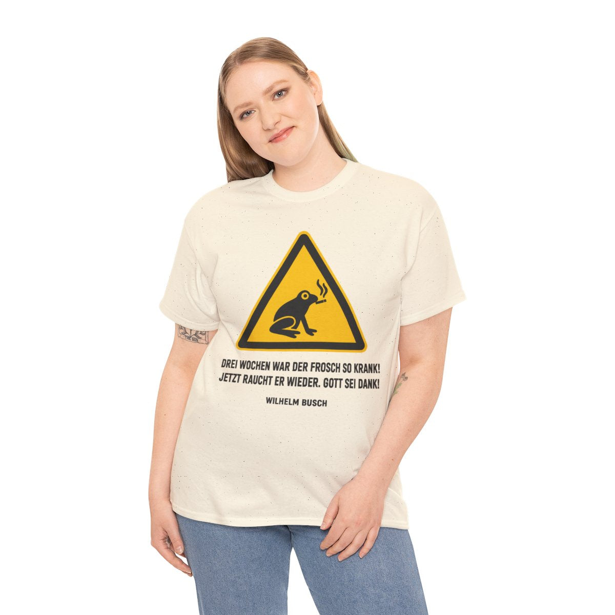 Unisex T-Shirt mit Zitat - Busch - Drei Wochen war der Frosch so krank – person-2