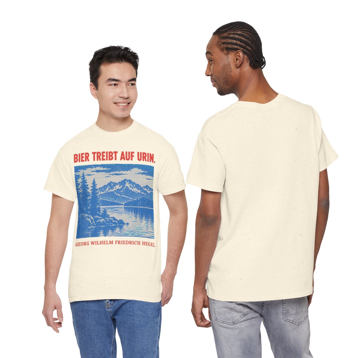 Unisex T-Shirt mit Zitat - Hegel - Bier treibt auf Urin Plakat – duo