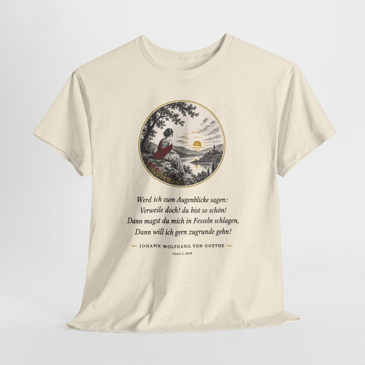 Unisex T-Shirt mit Zitat - Goethe - Werd ich zum Augenblicke sagen – hanging-1