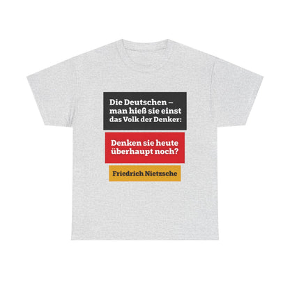 Unisex T-Shirt mit Zitat - Nietzsche - Volk der Denker Balken – front