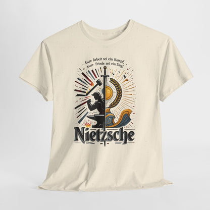 Unisex T-Shirt mit Zitat - Nietzsche - Arbeit sei ein Kampf – hanging-1