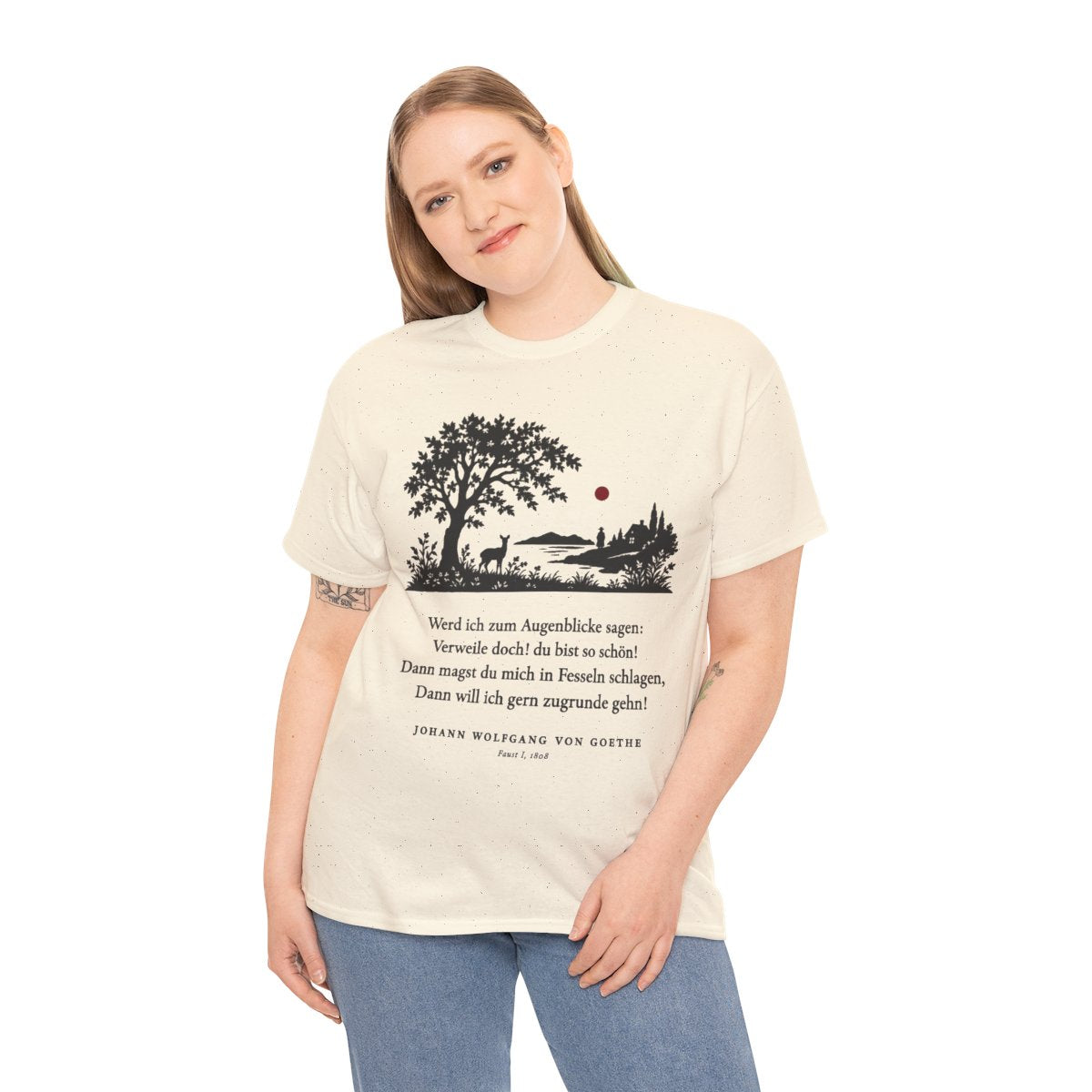 Unisex T-Shirt mit Zitat - Goethe - Werd ich zum Augenblicke sagen Scherenschnitt – person-2
