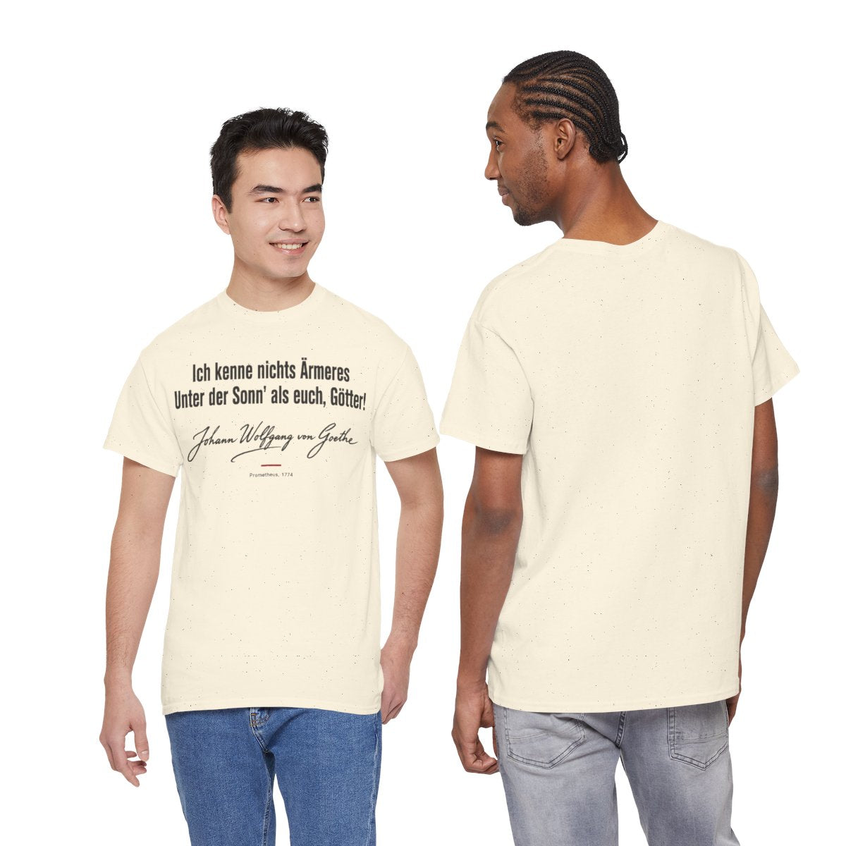 Unisex T-Shirt mit Zitat - Goethe - Ich kenne nichts Ärmeres Signatur – duo