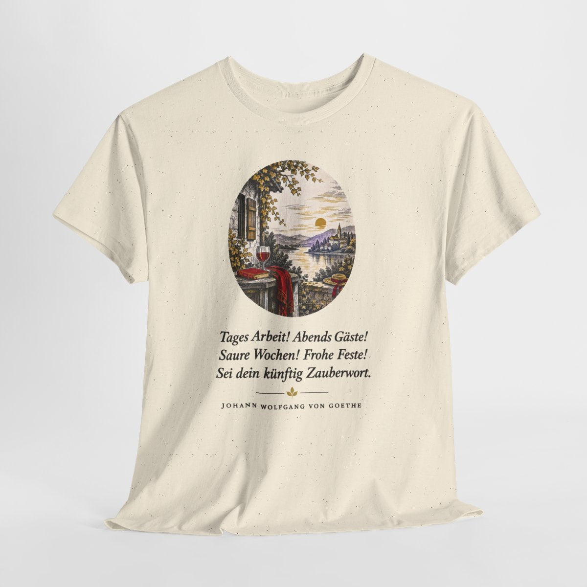 Unisex T-Shirt mit Zitat - Goethe - Tages Arbeit – hanging-1