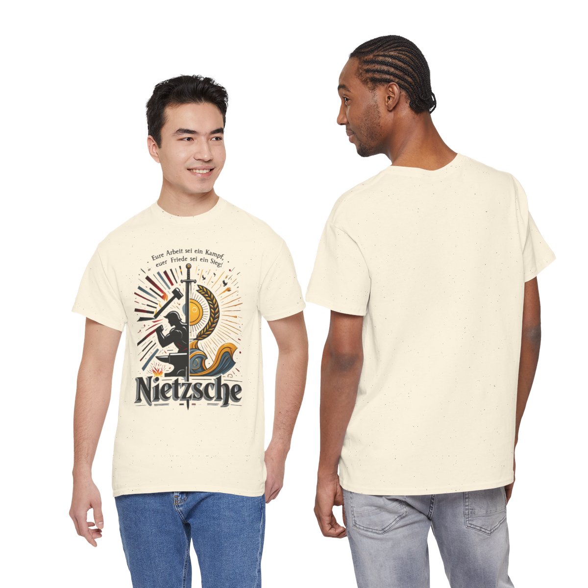 Unisex T-Shirt mit Zitat - Nietzsche - Arbeit sei ein Kampf – duo