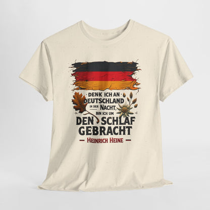 Unisex T-Shirt mit Zitat - Heine - Nachtgedanken Flagge – hanging-1