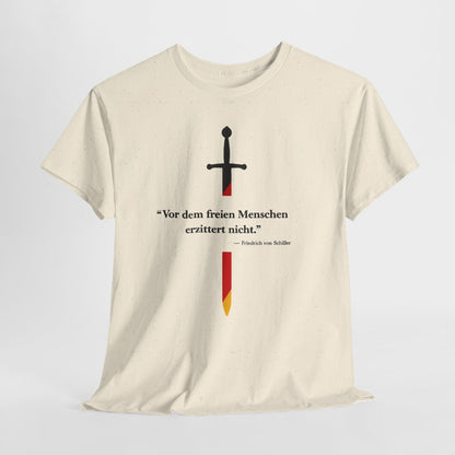 Unisex T-Shirt mit Zitat - Schiller - Vor dem freien Menschen – hanging-1