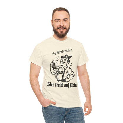 Unisex T-Shirt mit Zitat - Hegel - Bier treibt auf Urin – person-3
