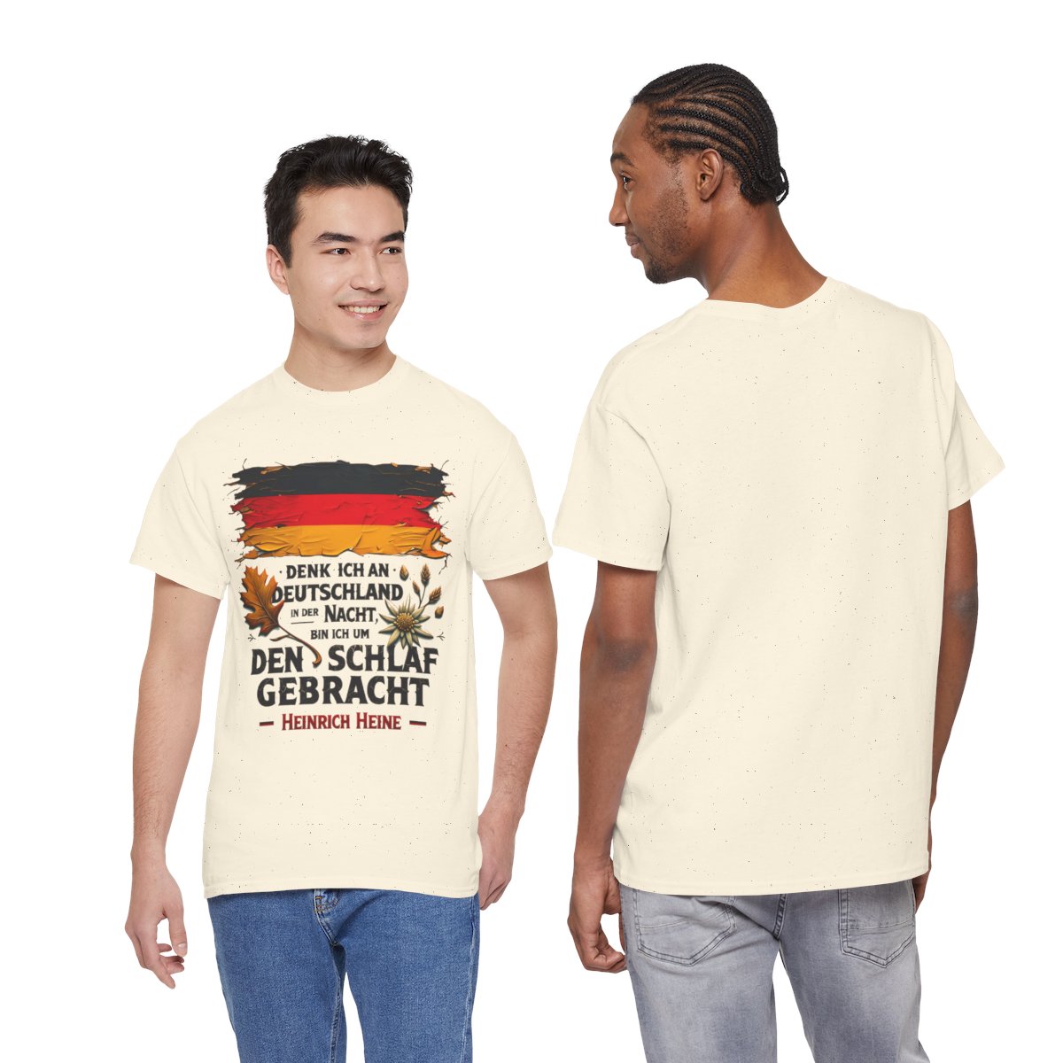 Unisex T-Shirt mit Zitat - Heine - Nachtgedanken Flagge – duo