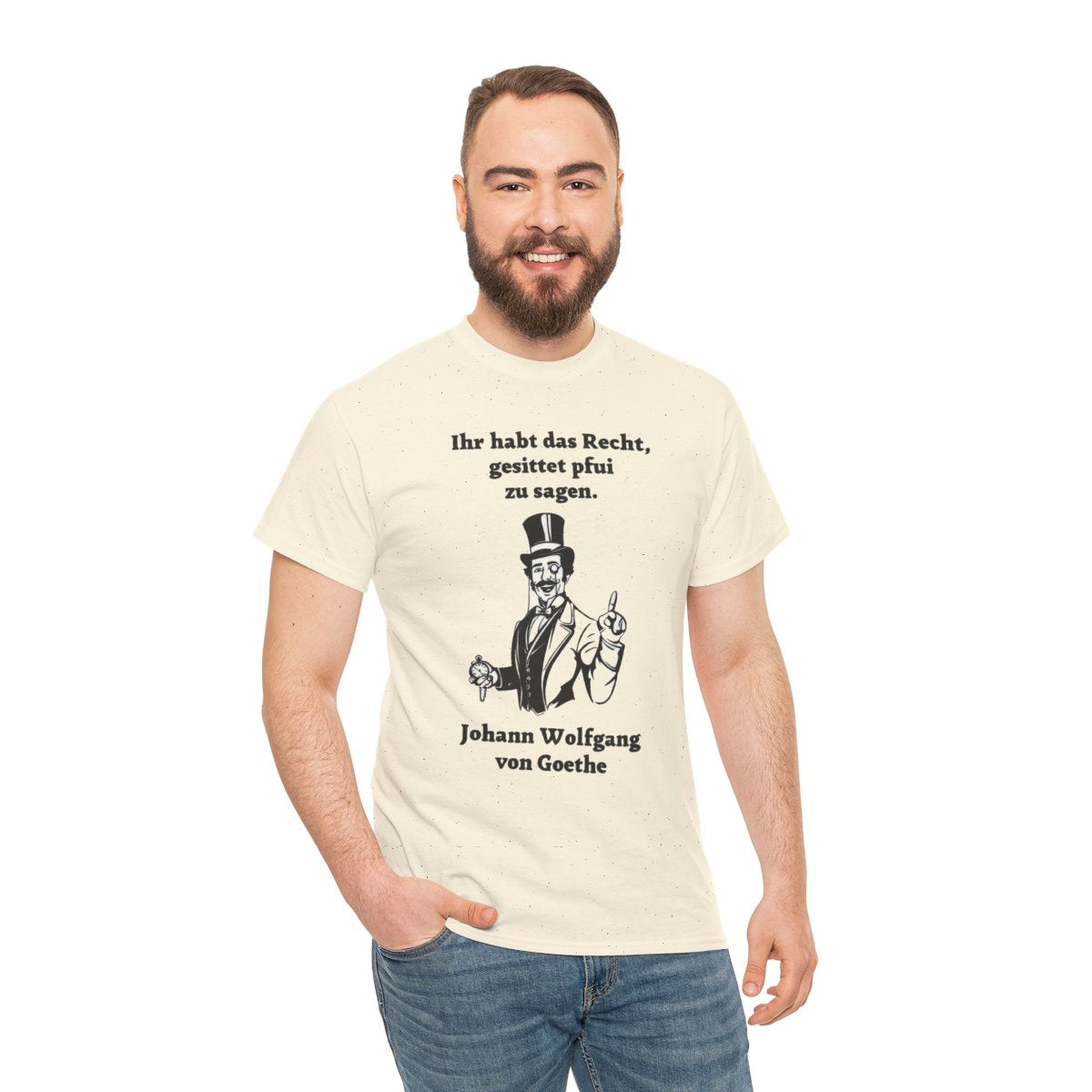 Unisex T-Shirt mit Zitat - Goethe - Gesittet pfui sagen – person-3