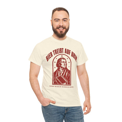Unisex T-Shirt mit Zitat - Hegel - Bier treibt auf Urin Vintage – person-3