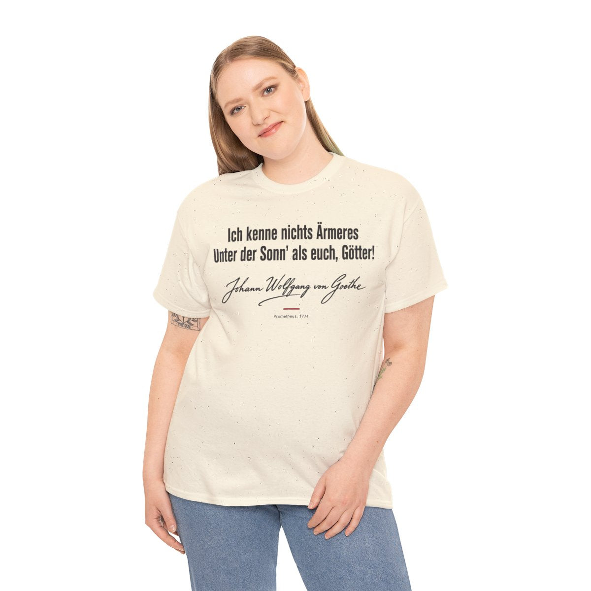 Unisex T-Shirt mit Zitat - Goethe - Ich kenne nichts Ärmeres Signatur – person-2