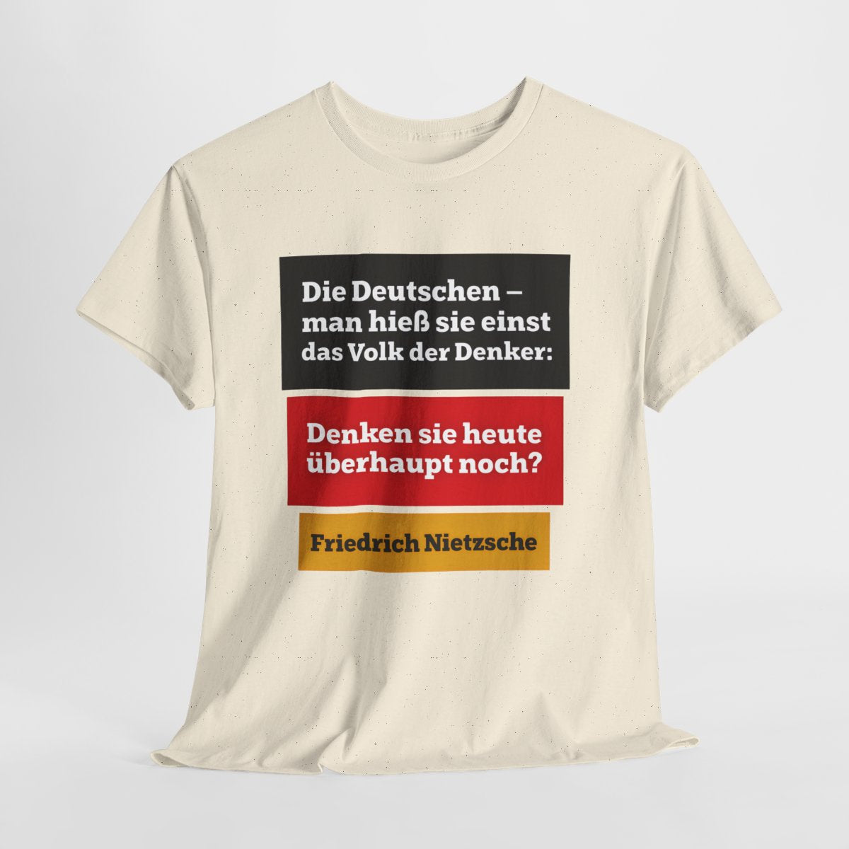 Unisex T-Shirt mit Zitat - Nietzsche - Volk der Denker Balken – hanging-1