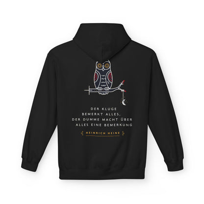 Unisex Fleece Hoodie mit Zitat - Heinrich Heine - Dumme Bemerkung – back