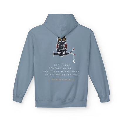 Unisex Fleece Hoodie mit Zitat - Heinrich Heine - Dumme Bemerkung – back