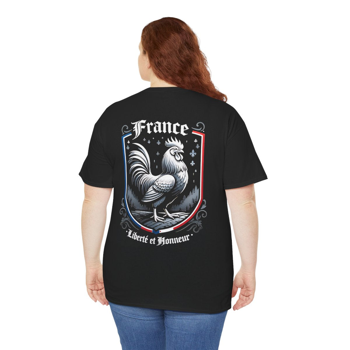Unisex T-Shirt mit Hahn und Spruch - Frankreich – person-5-back
