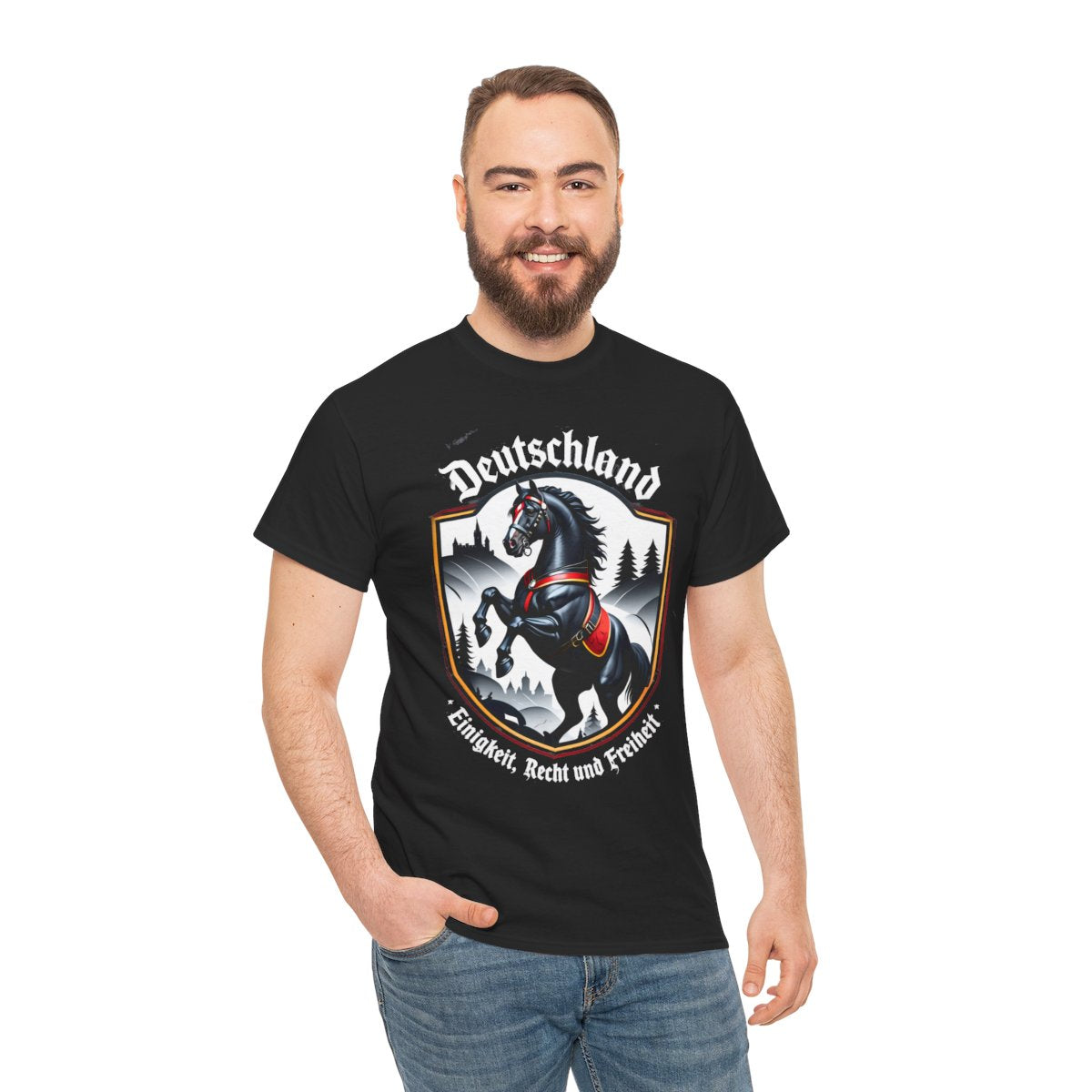 Unisex T-Shirt mit Pferd und Spruch - Deutschland – person-3