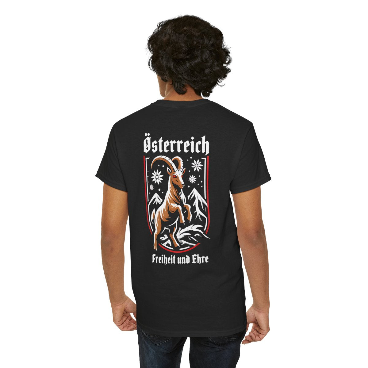 Unisex T-Shirt mit Steinbock und Spruch - Österreich – person-7-back