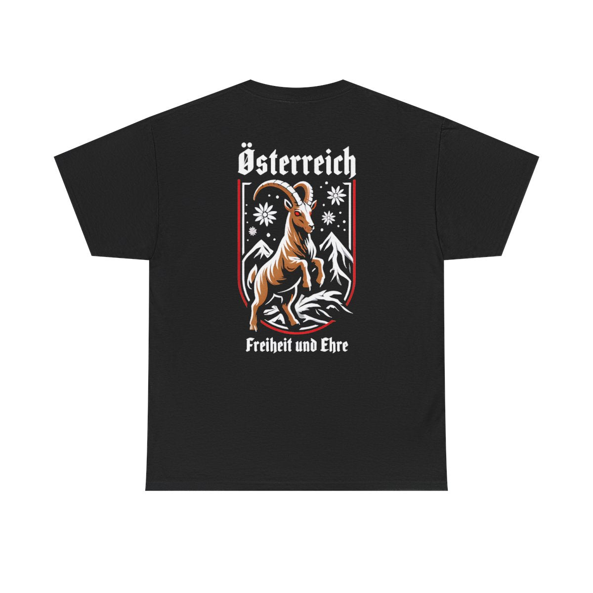 Unisex T-Shirt mit Steinbock und Spruch - Österreich – back