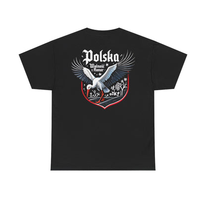 Unisex T-Shirt mit Storch und Spruch - Polen – back