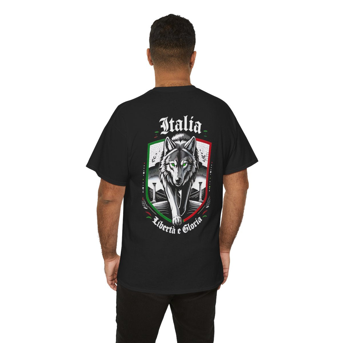 Unisex T-Shirt mit Wolf und Spruch - Italien – person-6-back
